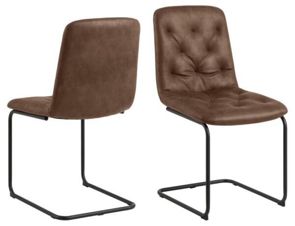 Kira spisebordsstol, Kentucky mix stof brun 10, swing. Sort stel