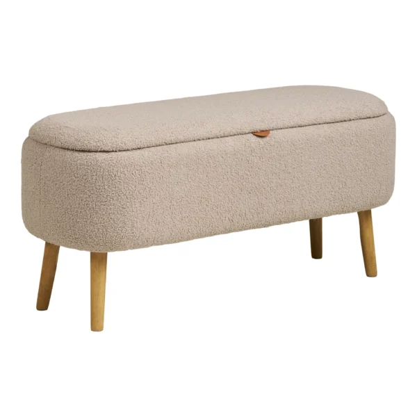 Harlow Bænk med opbevaring, bouclé, beige 95x37x45 cm, HN1063