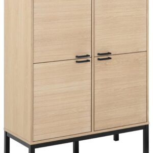 Kensington skab m/4 låger. Hvidpigmenteret olieret egefiner. 91x40x120 cm