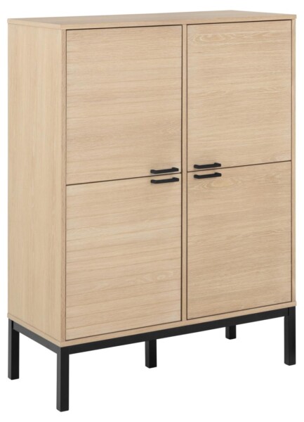 Kensington skab m/4 låger. Hvidpigmenteret olieret egefiner. 91x40x120 cm