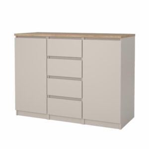 Naia Skænk med 2 låger & 4 skuffer. Jackson Hickory/Cashmere