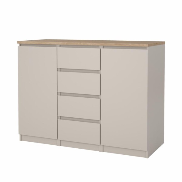 Naia Skænk med 2 låger & 4 skuffer. Jackson Hickory/Cashmere