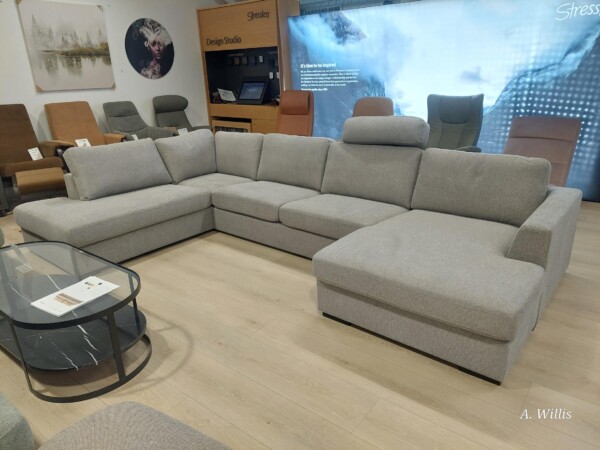 Think Open end Left, Grey - chaiselong højre - Usofa *Udstillingsmodel*