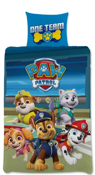 Junior sengetøj 100x140 cm - Vendbart sengesæt med Paw Patrol - One Team - 100% bomulds sengelinned
