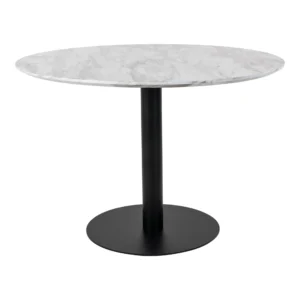 Bolzano Spisebord marmor look bordplade, sort base ø110x75cm