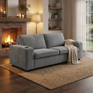 Kevin 3 pers. Sofa m/USB & Kopholder / Mørkegrå