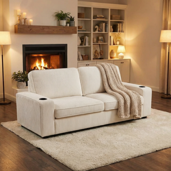 Mie 3 pers. Sofa m/USB & Kopholder / Lys Beige