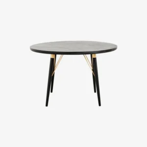 Luvua Rundt spisebord i træ, diameter 120 cm, farve sort/mat guld.