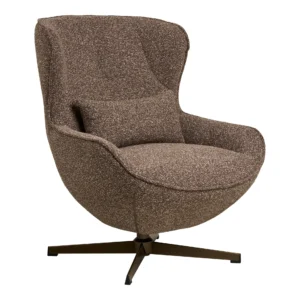 Blenheim Loungestol med drejefod, brun, bronzefarvet ben