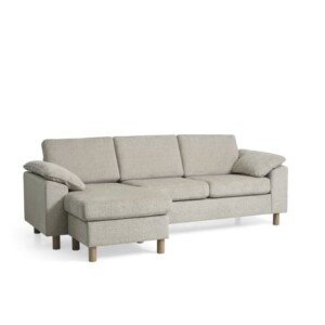 Ava set 1 3D, Kansas Beige/Egetræ Ben. Vendbar chaiselong