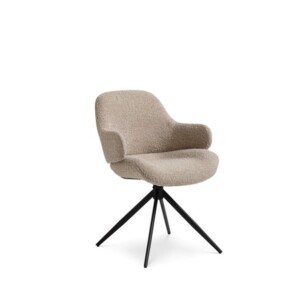 Lauren spisebordsstol med armlæn, Better stof, beige/sort drejefod