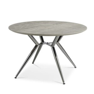 Dover spisebord Ø120 cm, grå melange/krom stel