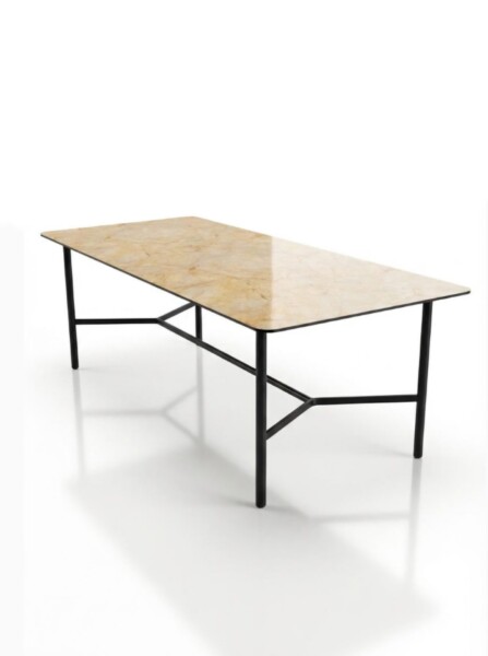 Bering dining table 100x220 cm, HPL Nougat/black metal