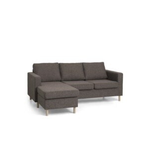 Stavanger set 1 3D, Dark brown/birch/Vendbar chaiselong