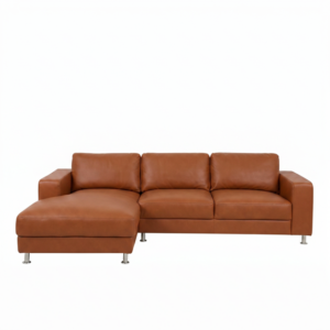 Actona Construct2 - Mellem Front. Favorit opstilling 1, med chaiselong til Venstre. Brandy Læder 363. Ben nr. 4