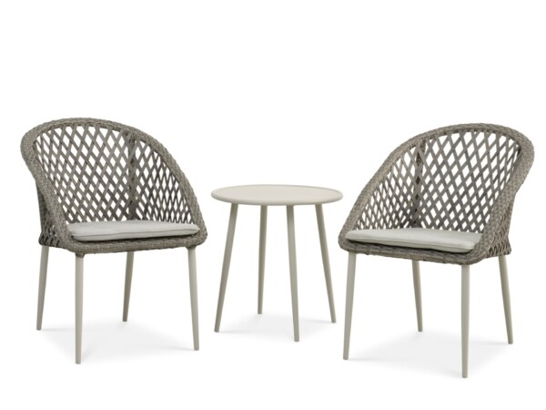 Corsica Cafesæt m/2 stole og 1 bord. Warm grey alu.