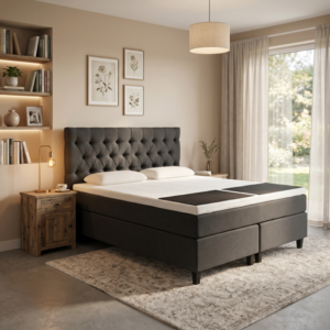 Karma Delux/Bronz Kontinentalseng med Sengegavl/Chesterfield 180x200 cm.