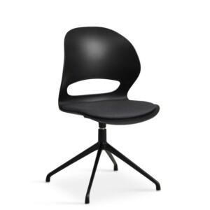 Linea Swivel spisebordsstol m/siddehynde, Sort m/Sort Stel