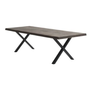 Atlantic 60 mm dining table 100x260 cm, solid oak, FSC/smoked/wild edge/black metal