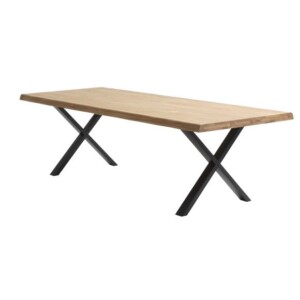 Atlantic 60 mm dining table 100x260 cm, solid oak/natural oil/wild edge/black metal