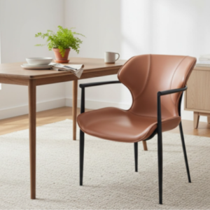 Armstol Model Ella Kernelæder/Pu - Cognac - Sort metal
