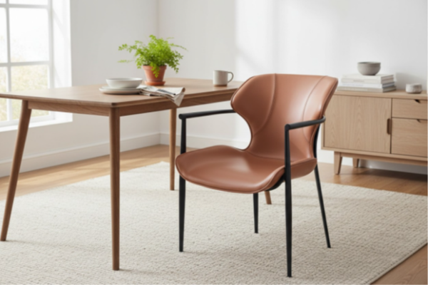 Armstol Model Ella Kernelæder/Pu - Cognac - Sort metal