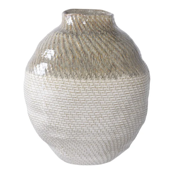Vase, keramik, hvid/grøn ø26x30,5 cm