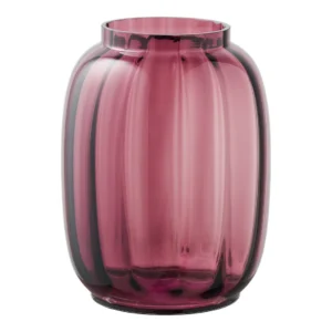 Vase, mundblæst glas, kastanje rød ø17x21 cm