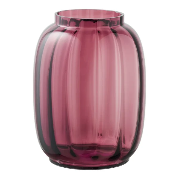 Vase, mundblæst glas, kastanje rød ø17x21 cm