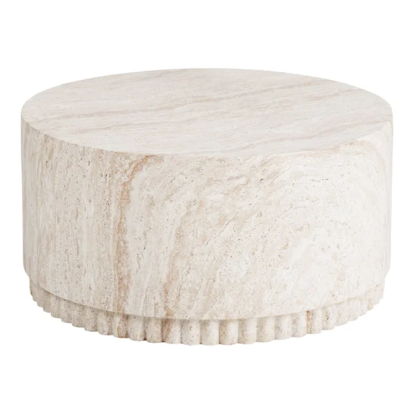 Bonn Sofabord, rillet base, fiberclay, natur ø75x37 cm
