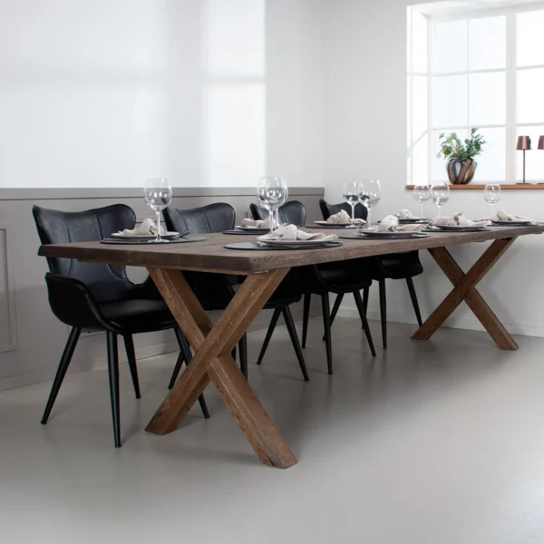Hugin Plankebord i massiv eg - 250 x 103 cm - Mocca Olie Inkl. X-base Stel (EG)