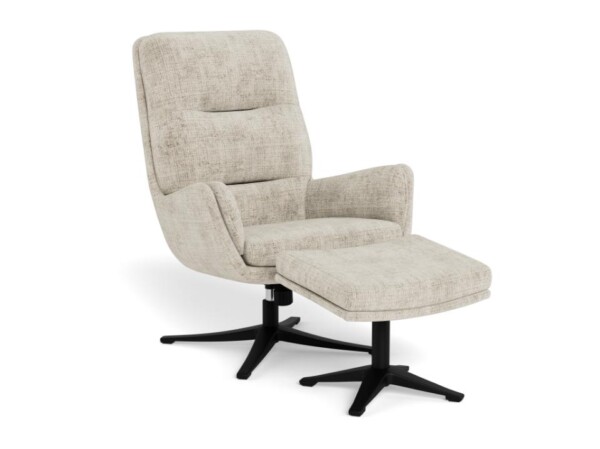 Suton Recliner m/skammel. Juto stof Beige 4. Sort stel