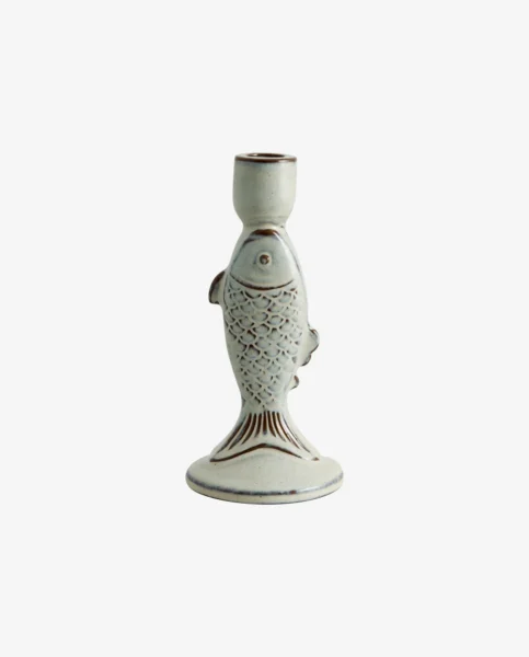 Pisculum lysestage, Small / Råhvid H.20 cm.