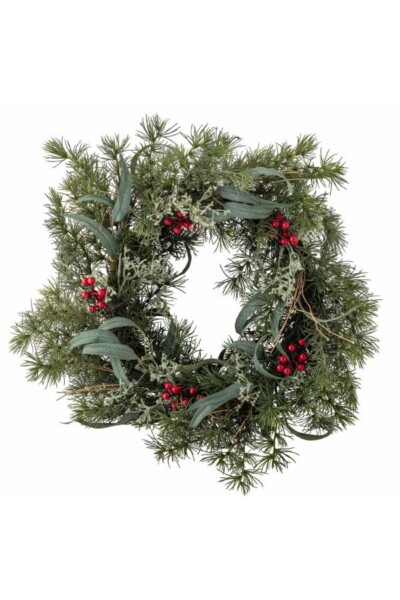 Pine Krans, Grøn, Kunstige Blomster, julekrans, ophæng, juledekoration, Ø60xH12cm
