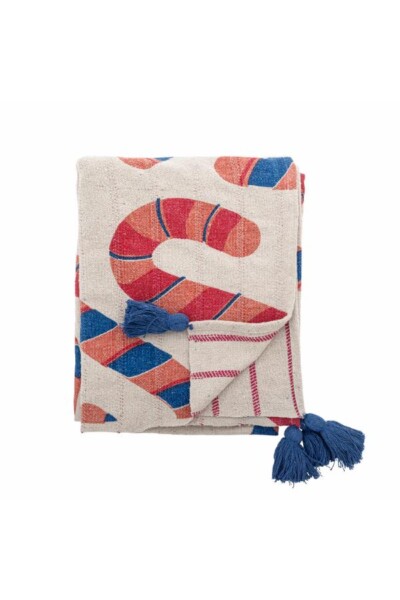 Candice Plaid, Multifarvet, Blandede fibre, med candycane mønter/buede striber, 160x130cm
