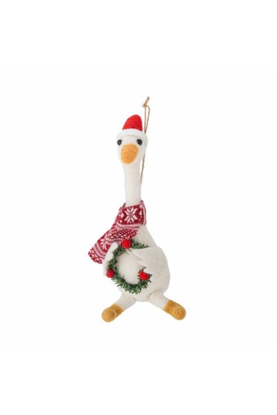 Arlo Ornament, Hvid, Uld, julegås, juletræspynt, ophæng, L6xH22xW12 cm