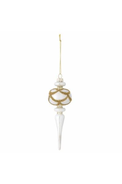 Hisar Ornament, Hvid, Glas, julekugle