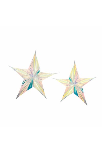 Aikito Ornament, Klar, Plastik, julestjerner L28xH28/L38xH38 cm, Sæt a 2