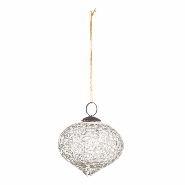 Nadine Ornament, Hvid, Glas, julekugle