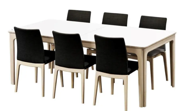 Skovby Spisebord SM27 - Egetræ hvidolie med Hvid laminat bordplade